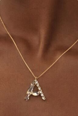 Vintage Sorrelli Gold Tone Rhinestone A Initial Necklace 16 Inch